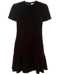 Темно-красное платье прямого кроя от Saint Laurent