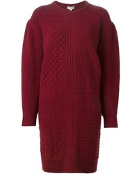 Темно-красное платье-свитер