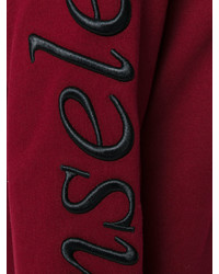 Темно-красное платье-свитер с вышивкой от MCQ