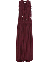 Темно-красное сатиновое платье-макси от Lanvin
