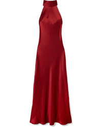 Темно-красное шелковое вечернее платье от Galvan