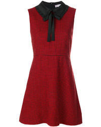 Темно-красное шерстяное платье с узором "гусиные лапки" от RED Valentino