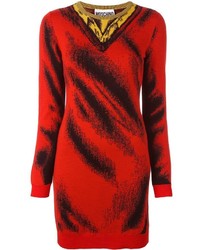 Темно-красное шерстяное платье от Moschino