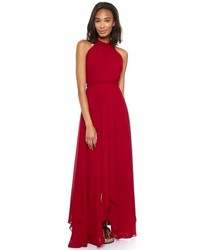 Темно-красное шифоновое вечернее платье от Saloni