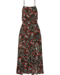 Темно-красное шифоновое платье-миди с рюшами от Maje