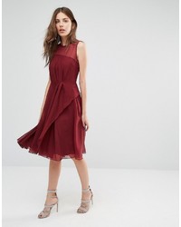 Темно-красное шифоновое платье-миди от French Connection