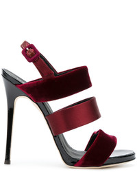 Темно-красные бархатные босоножки на каблуке от Giuseppe Zanotti Design