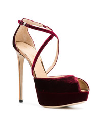 Темно-красные бархатные босоножки на каблуке от Deimille