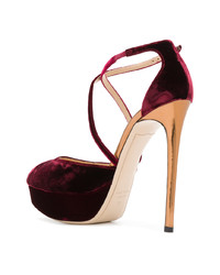 Темно-красные бархатные босоножки на каблуке от Deimille