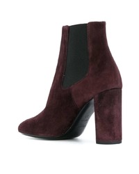 Темно-красные бархатные ботильоны от Saint Laurent