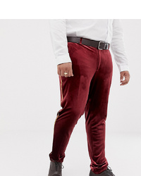 Темно-красные бархатные классические брюки