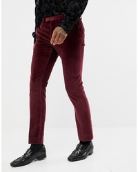 Мужские темно-красные бархатные классические брюки от Twisted Tailor