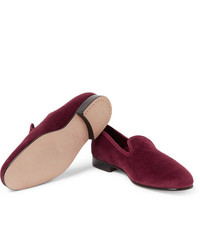 Мужские темно-красные бархатные лоферы от George Cleverley