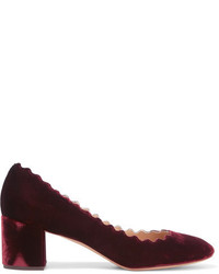 Темно-красные бархатные туфли от Chloé