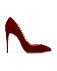 Темно-красные бархатные туфли от Christian Louboutin