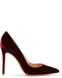Темно-красные бархатные туфли от Gianvito Rossi