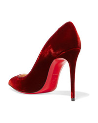 Темно-красные бархатные туфли от Christian Louboutin