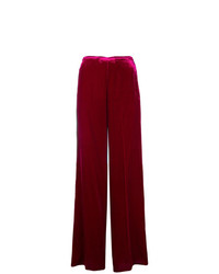 Темно-красные бархатные широкие брюки от Forte Forte
