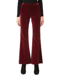 Темно-красные бархатные широкие брюки от Theory