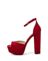 Темно-красные босоножки на каблуке от Mango