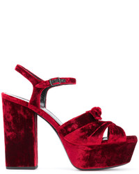 Женские темно-красные босоножки от Saint Laurent