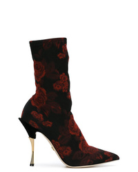Темно-красные ботильоны из плотной ткани от Dolce & Gabbana