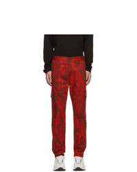 Темно-красные брюки карго с камуфляжным принтом от Hugo