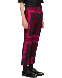 Мужские темно-красные брюки с принтом от Sacai