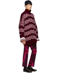 Мужские темно-красные брюки с принтом от Sacai