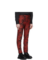 Темно-красные брюки чинос с принтом от Alexander McQueen