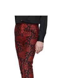 Темно-красные брюки чинос с принтом от Alexander McQueen