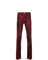Темно-красные джинсы с принтом