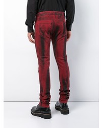 Мужские темно-красные джинсы с принтом от Fagassent