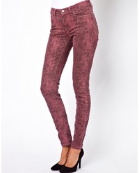 Женские темно-красные джинсы с принтом от Selected