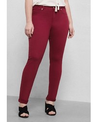 Темно-красные джинсы скинни от Violeta BY MANGO