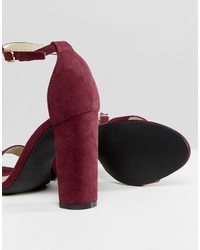 Темно-красные замшевые босоножки на каблуке от Glamorous