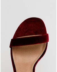 Темно-красные замшевые босоножки на каблуке от Asos