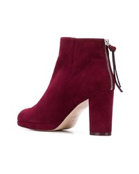 Темно-красные замшевые ботильоны от Stuart Weitzman