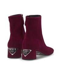 Темно-красные замшевые ботильоны от Prada