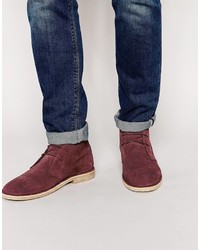 Темно-красные замшевые ботинки дезерты от Asos
