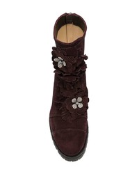 Женские темно-красные замшевые ботинки на шнуровке от Jimmy Choo
