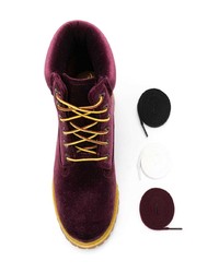 Женские темно-красные замшевые ботинки на шнуровке от Off-White