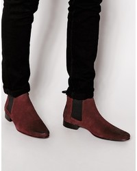 Мужские темно-красные замшевые ботинки челси от Asos