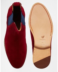 Мужские темно-красные замшевые ботинки челси