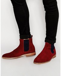 Мужские темно-красные замшевые ботинки челси