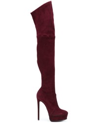 Темно-красные замшевые ботфорты от Casadei