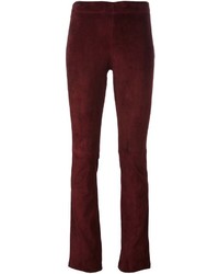 Женские темно-красные замшевые брюки от Joseph