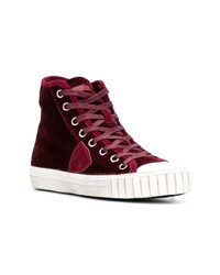 Женские темно-красные замшевые высокие кеды от Philippe Model