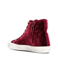 Женские темно-красные замшевые высокие кеды от Philippe Model