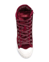 Женские темно-красные замшевые высокие кеды от Philippe Model